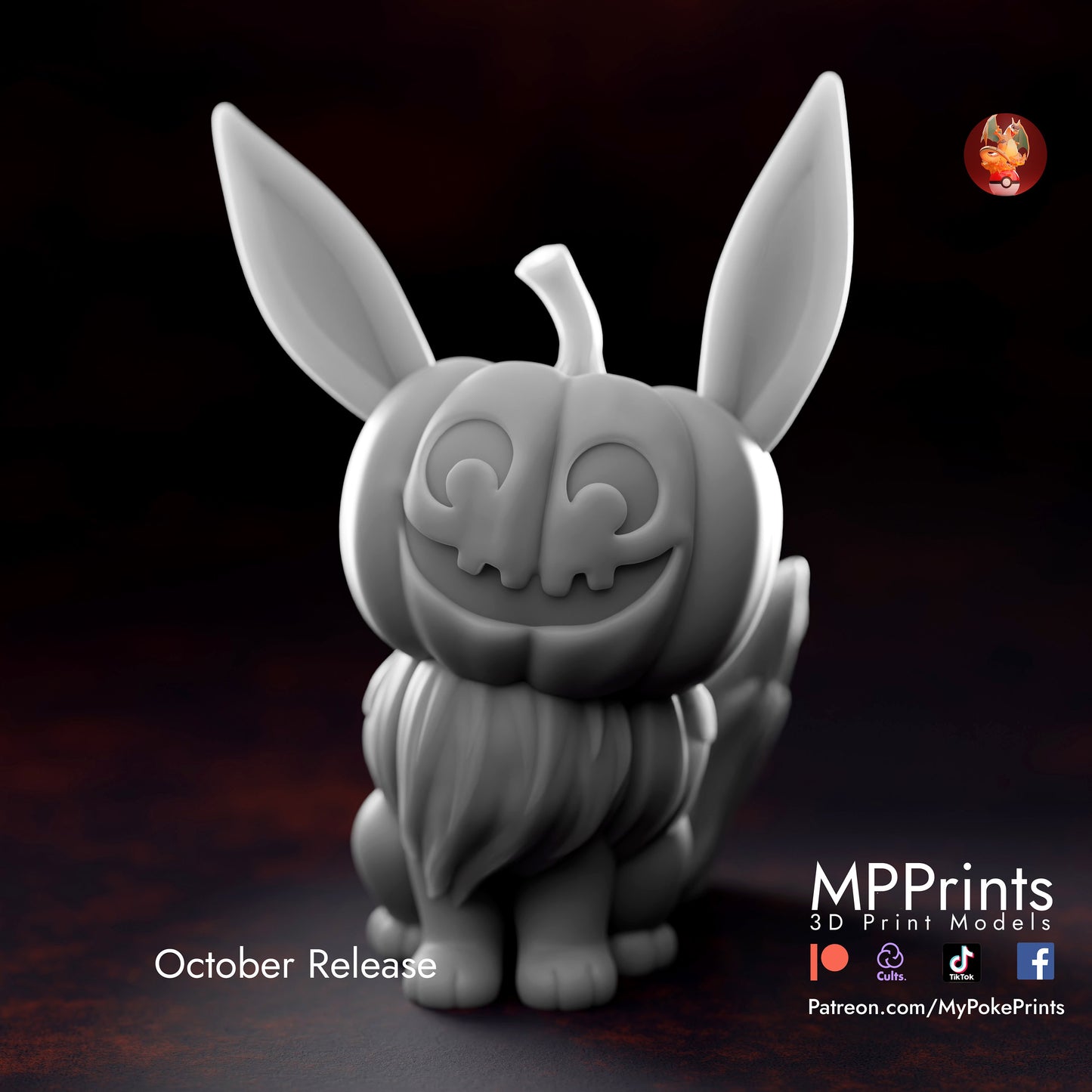 Pumpkin Evee pokemon model/figurine(unpainted)
