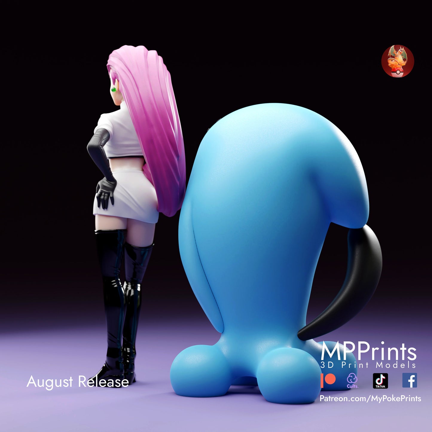 Jesse and wobbebuffet pokemon model/figurine(unpainted)