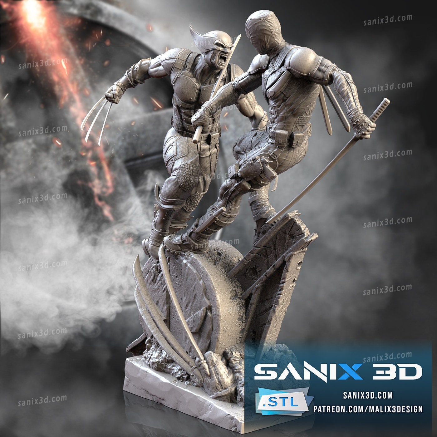 Red Merc vs a man named Logan(unpainted)