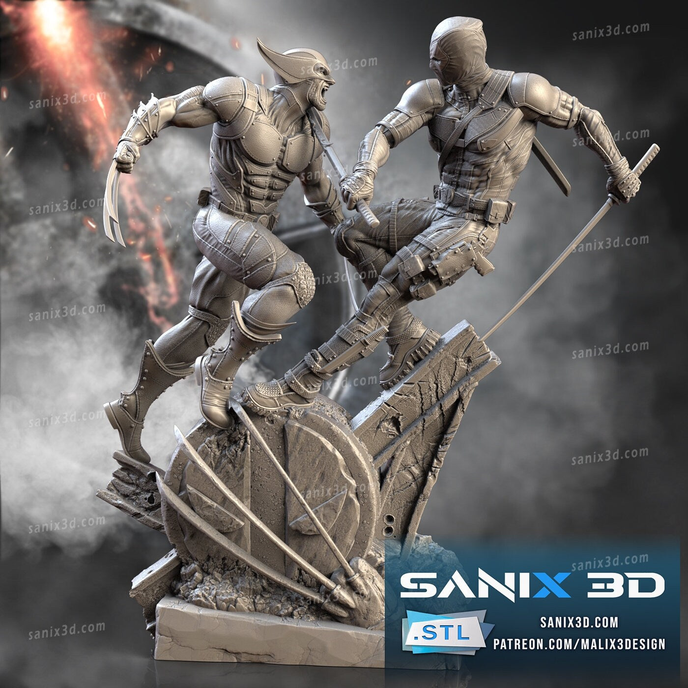 Red Merc vs a man named Logan(unpainted)