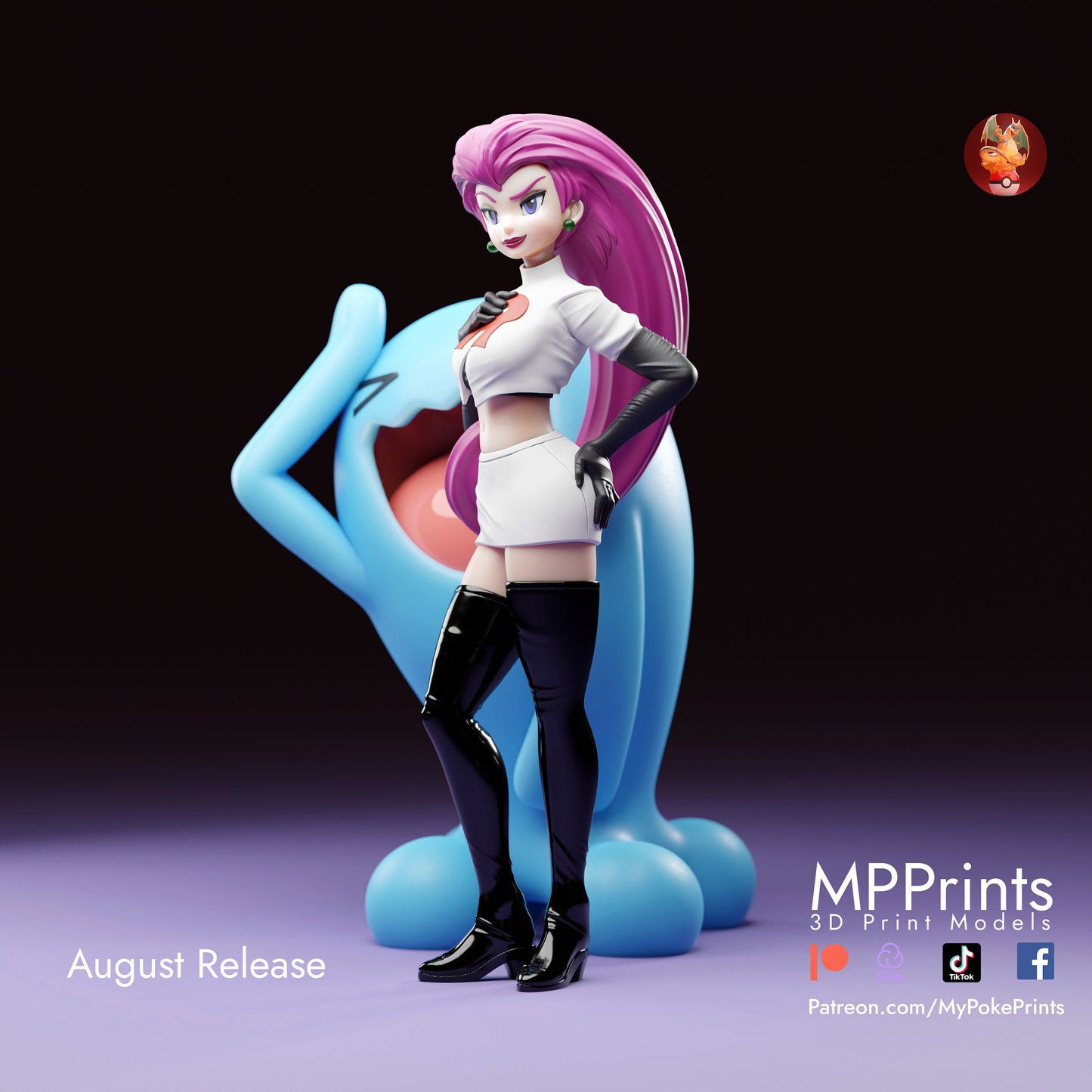 Jesse and wobbebuffet pokemon model/figurine(unpainted)