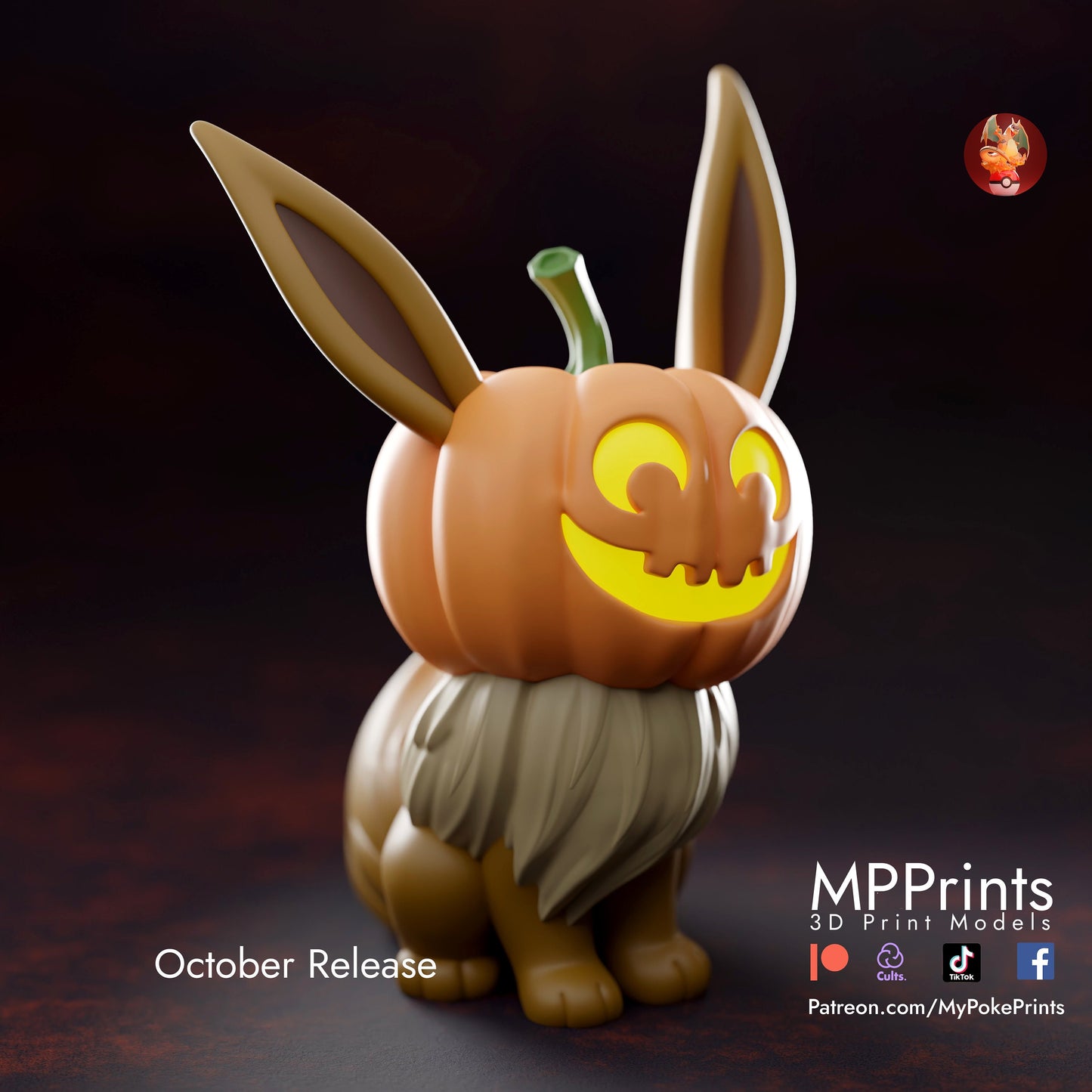 Pumpkin Evee pokemon model/figurine(unpainted)