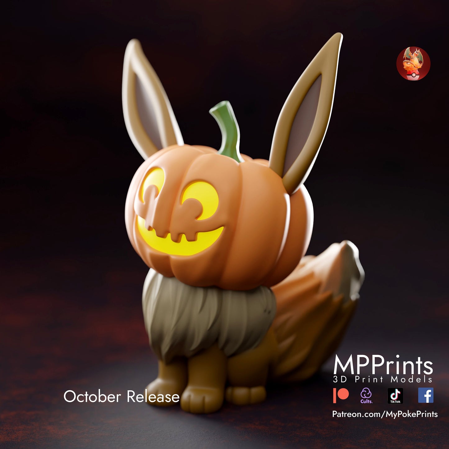 Pumpkin Evee pokemon model/figurine(unpainted)