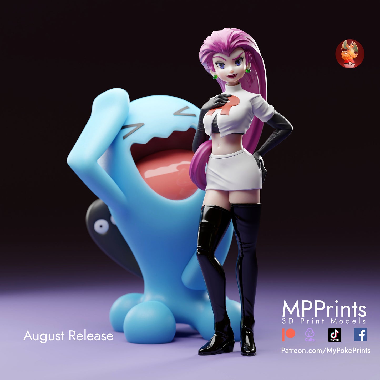 Jesse and wobbebuffet pokemon model/figurine(unpainted)