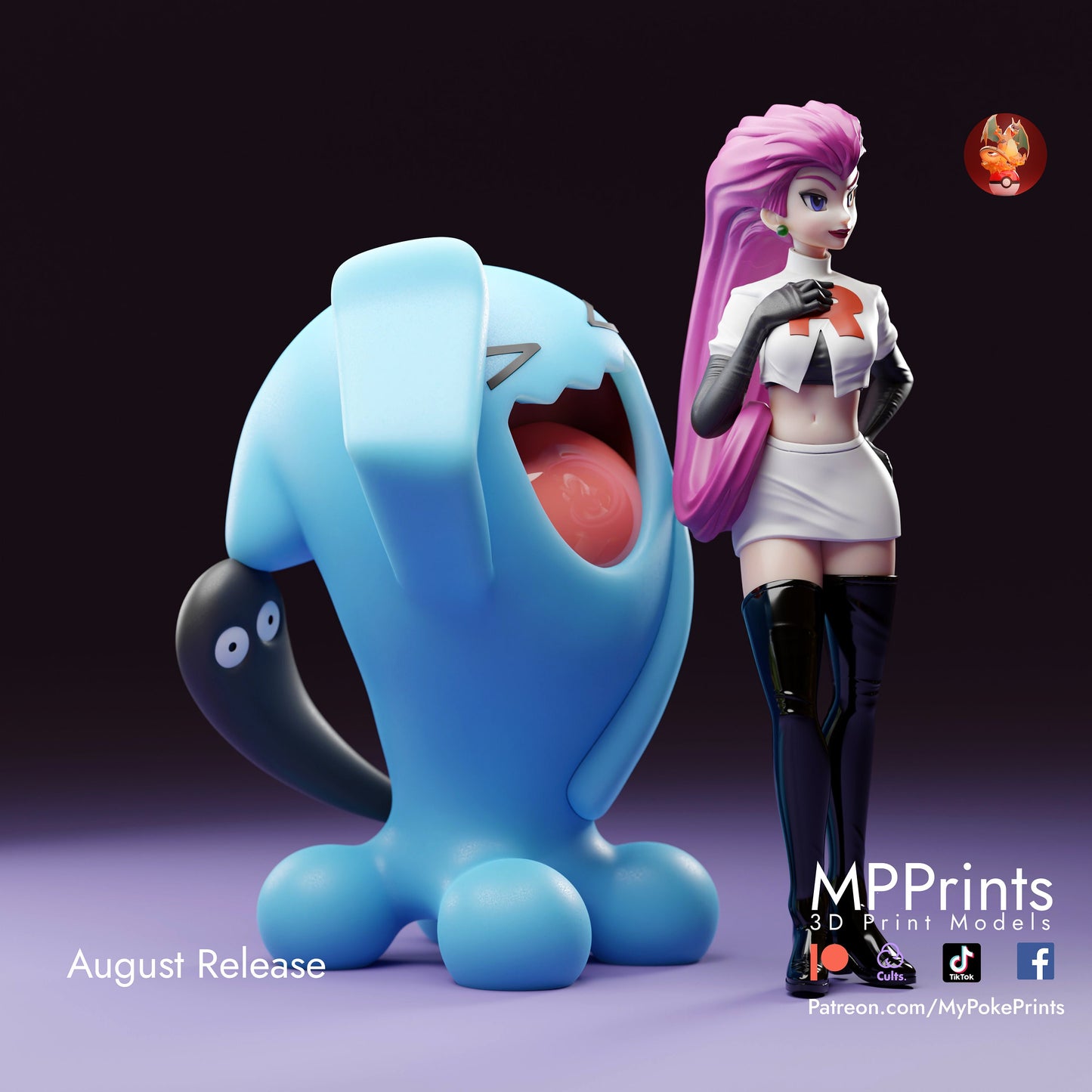 Jesse and wobbebuffet pokemon model/figurine(unpainted)