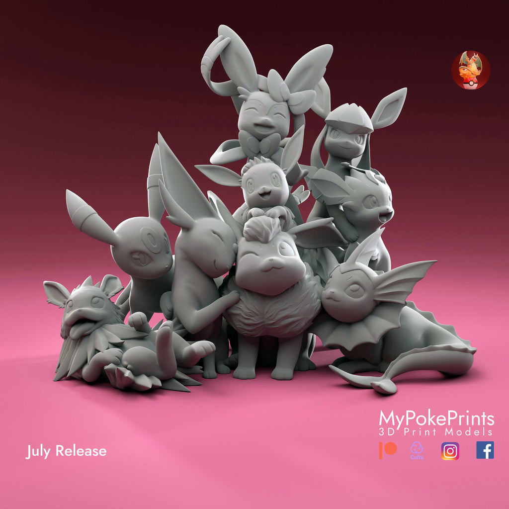 eeveelution  pokemon statue/figure (unpainted) - Griffins3dfigurines