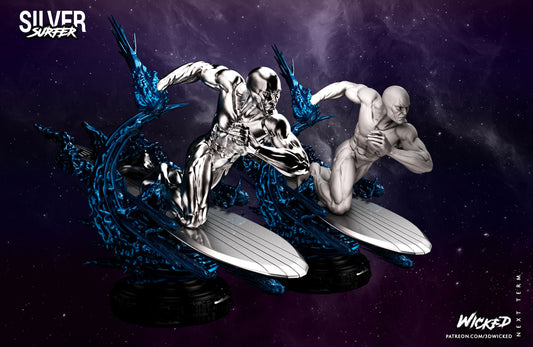 Silver Dude on a surfboard Figurine/model (unpainted)