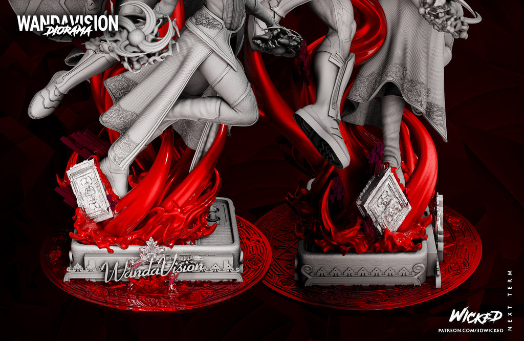witch and synthezoid soulmate diorama  (unpainted) - Griffins3dfigurines