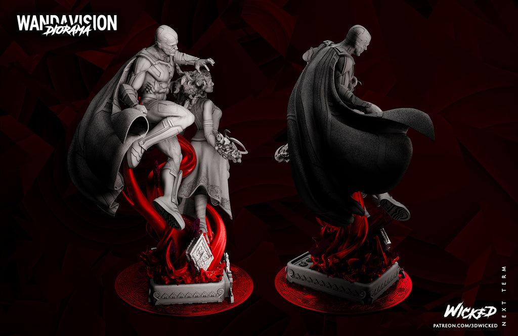 witch and synthezoid soulmate diorama  (unpainted) - Griffins3dfigurines