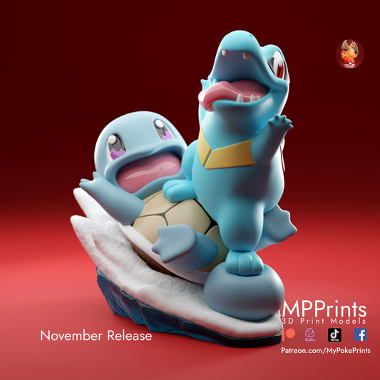 snowboarding todo and Squirtle model/figurine(unpainted)