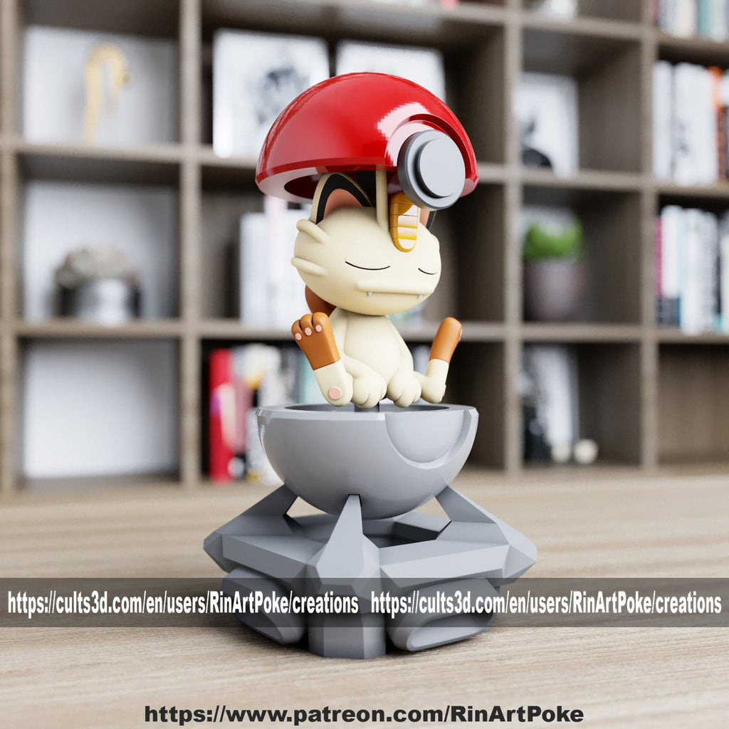Meowth in a ball model/figurine(unpainted) - Griffins3dfigurines