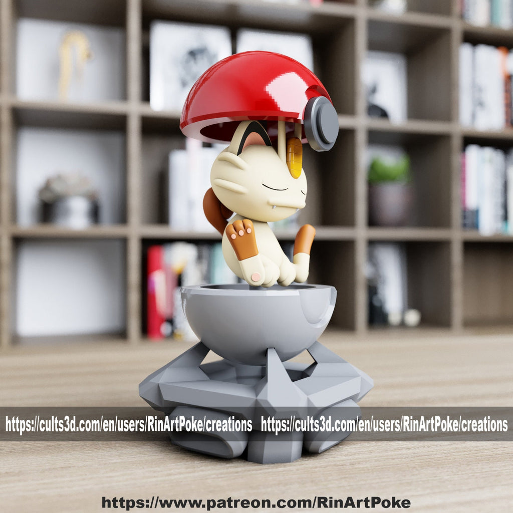 Meowth in a ball model/figurine(unpainted) - Griffins3dfigurines