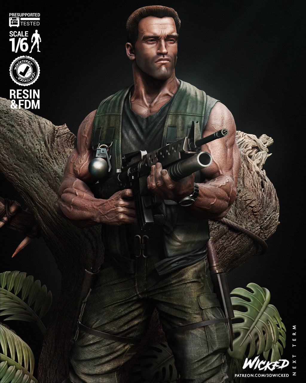 8in alien hunter and man diorama(unpainted) - Griffins3dfigurines