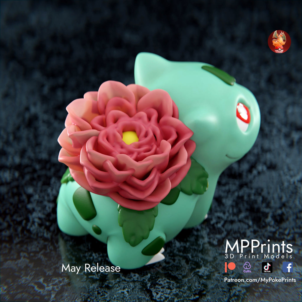 Rose Bulbasaur model/figurine(unpainted) - Griffins3dfigurines