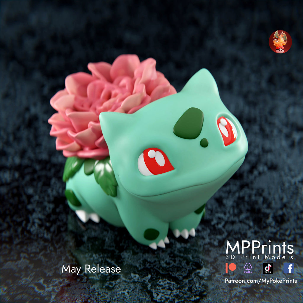 Rose Bulbasaur model/figurine(unpainted) - Griffins3dfigurines